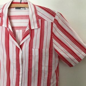 Vintage Leslie Fay button down striped top size 6